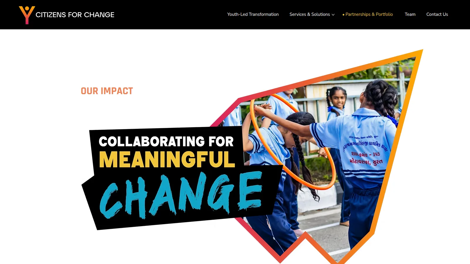 The Partnerships and Portfolio page, on the Citizens for Change website designed and built by WebOws Design