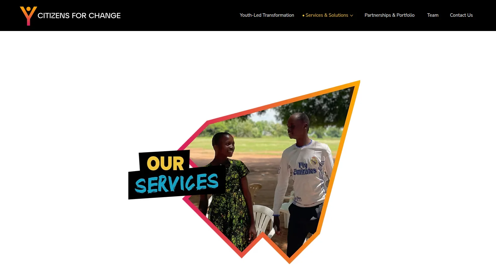 The Services and Solutions page, on the Citizens for Change website designed and built by WebOws Design