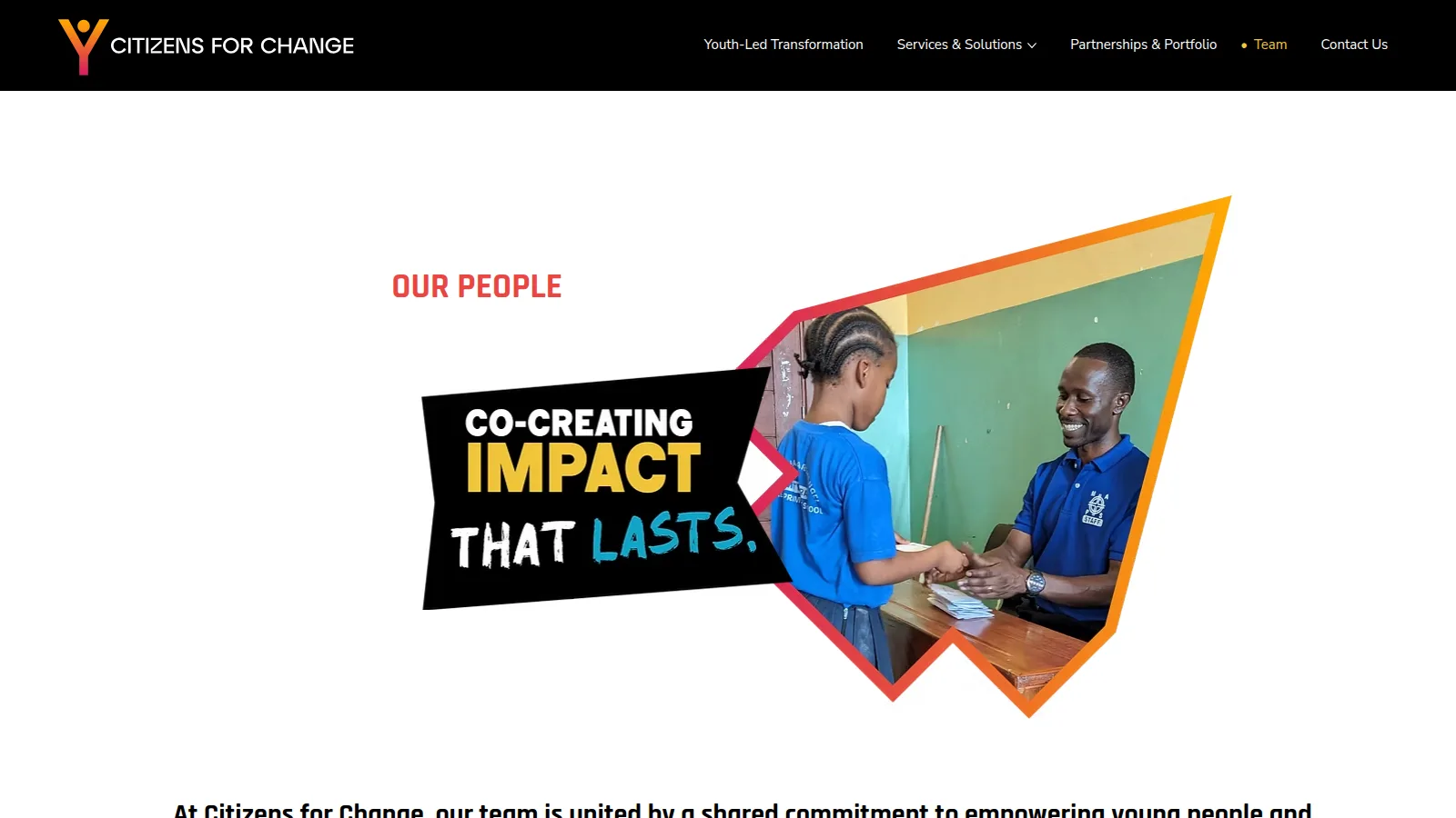 The Team page, on the Citizens for Change website designed and built by WebOws Design