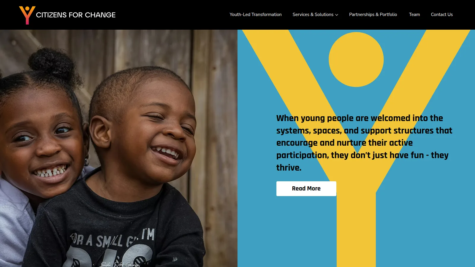The Youth Impact page, on the Citizens for Change website designed and built by WebOws Design