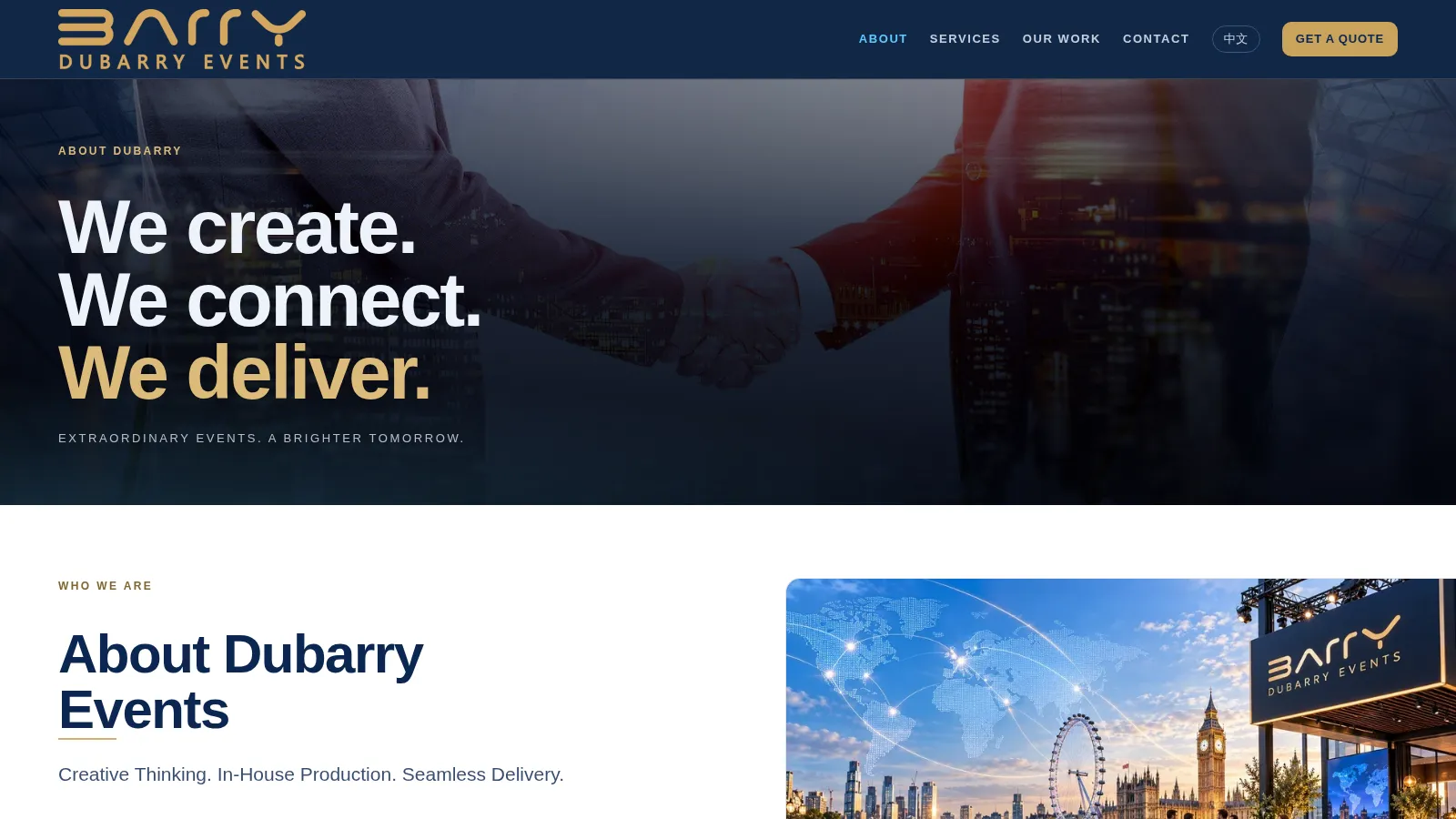 The About page, on the Dubarry Events website designed and built by WebOws Design