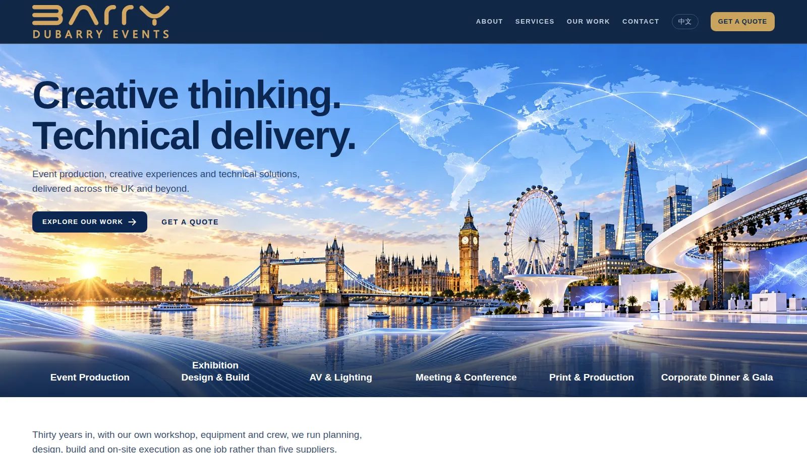 The Dubarry Events website homepage, designed and built by WebOws Design