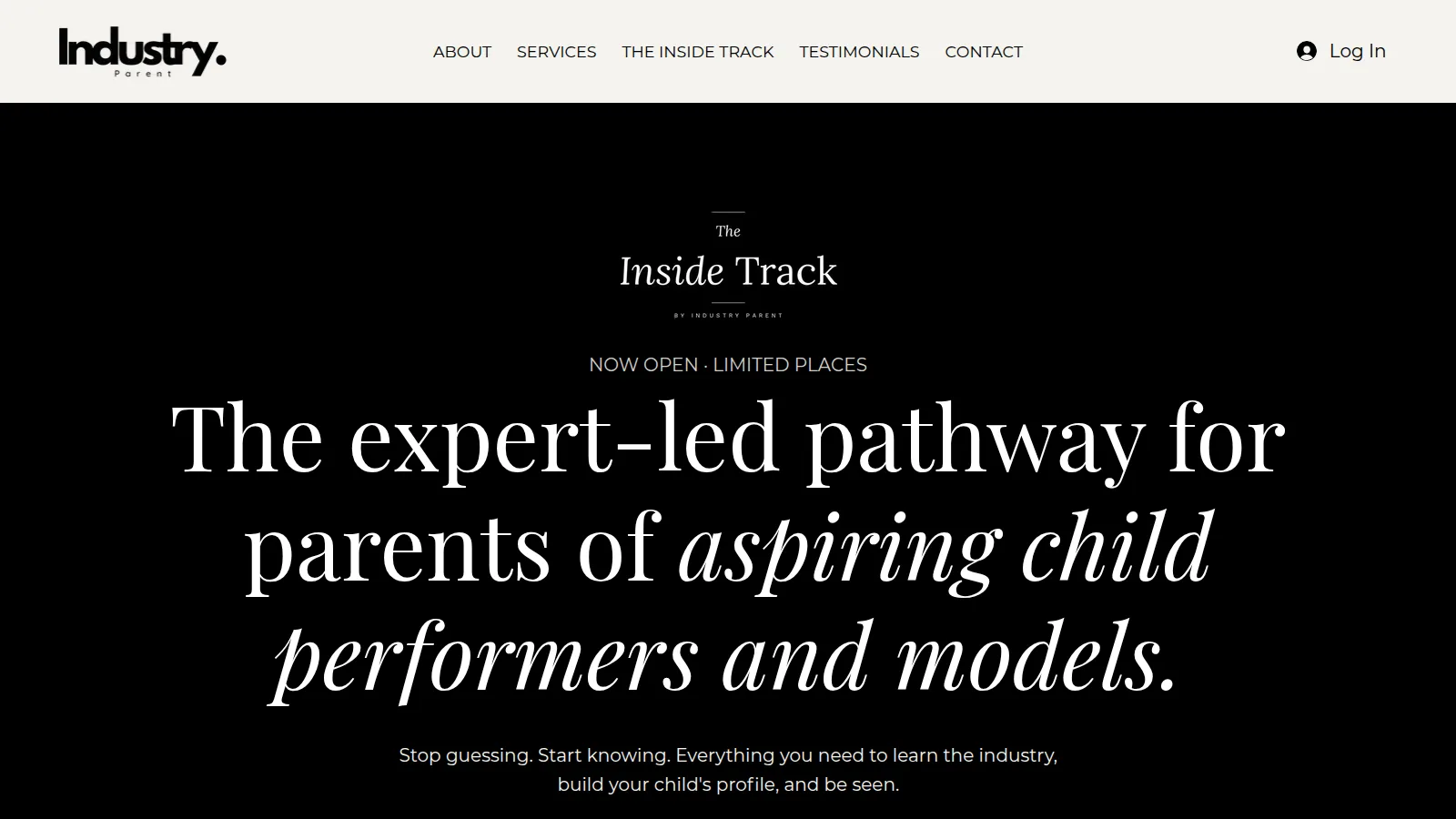 The Inside Track page, on the Industry Parent website designed and built by WebOws Design