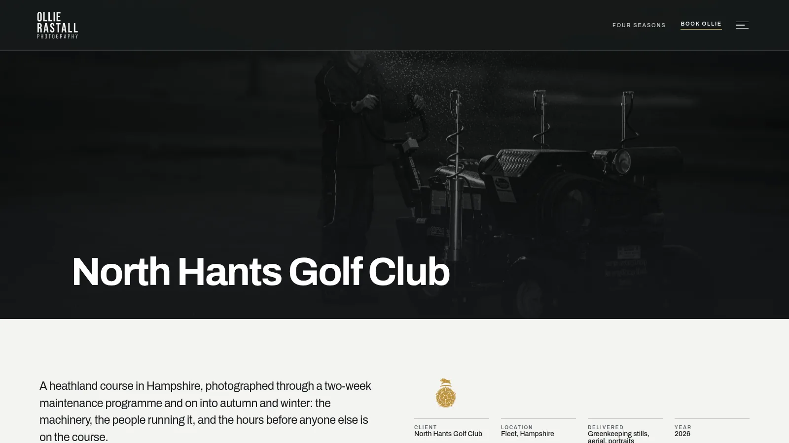 The North Hants Golf Club shoot write-up, on the Ollie Rastall Photography website designed and built by WebOws Design