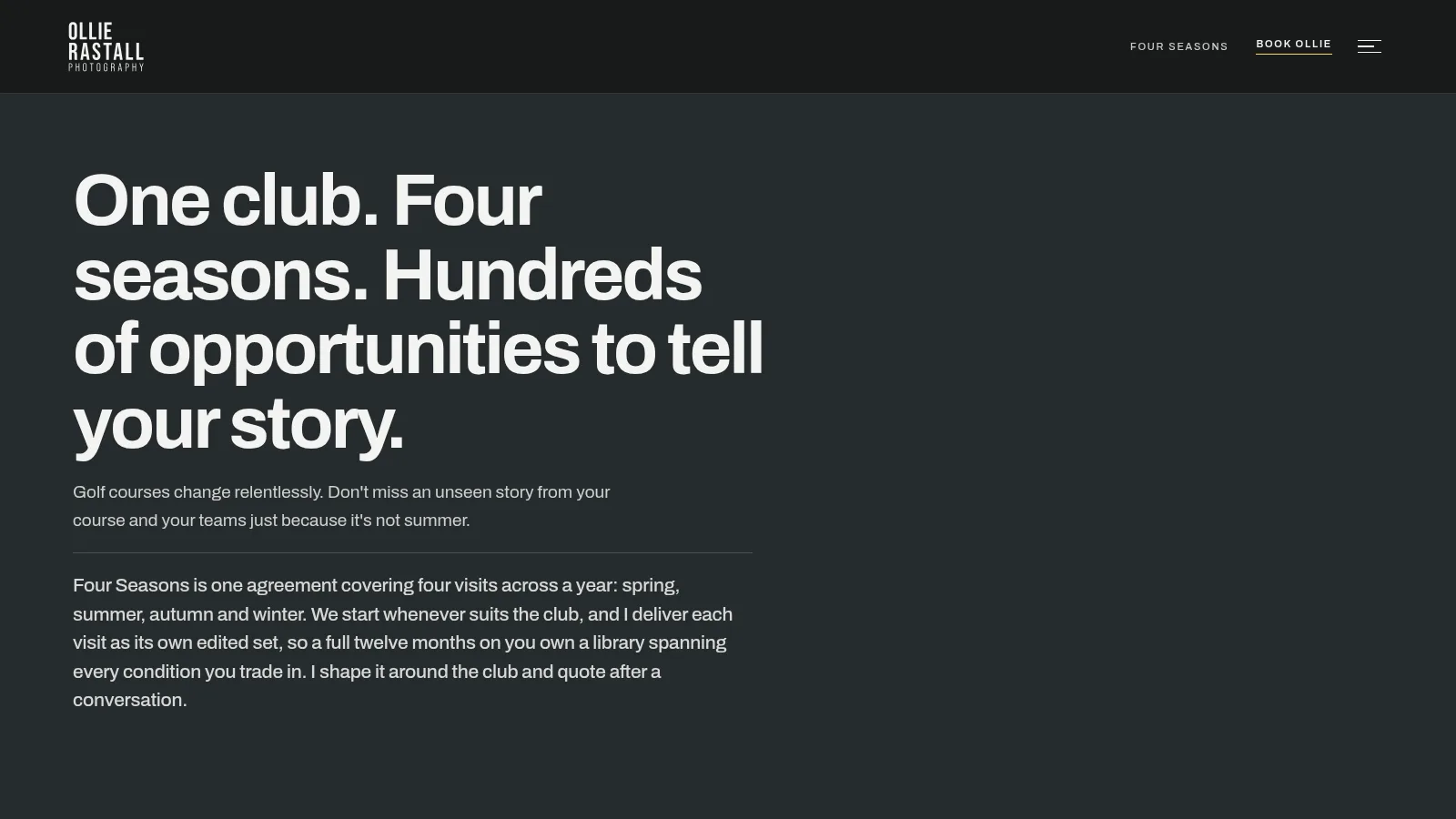 The Four Seasons page, on the Ollie Rastall Photography website designed and built by WebOws Design