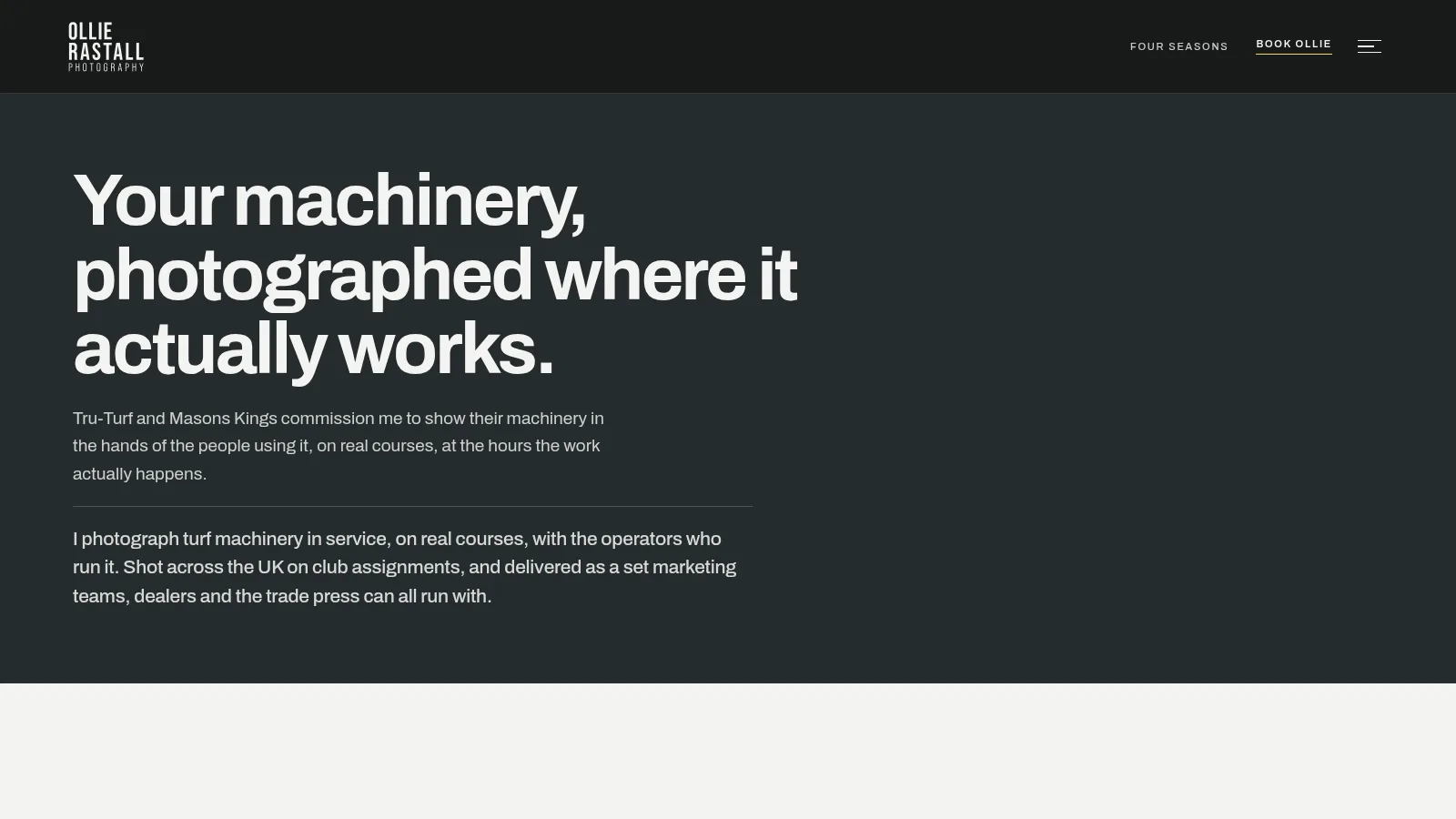 The Manufacturers page, on the Ollie Rastall Photography website designed and built by WebOws Design