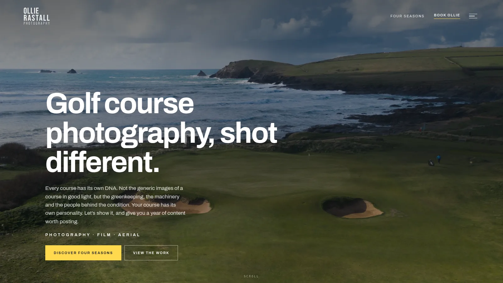 The Ollie Rastall Photography website homepage, designed and built by WebOws Design