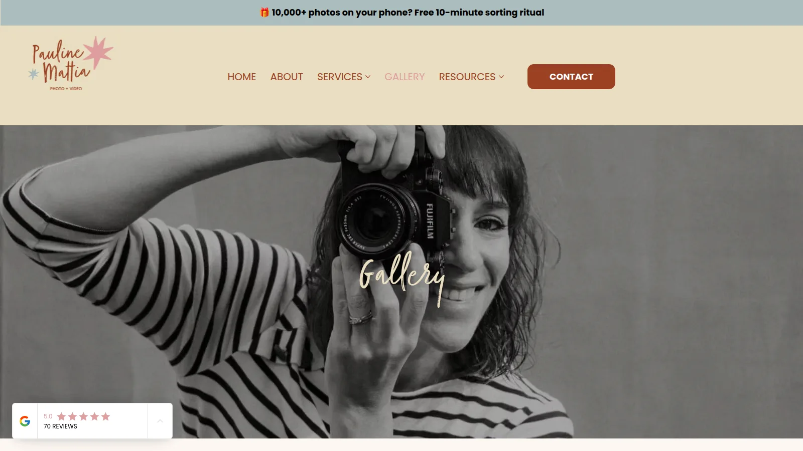 The Gallery page, on the Pauline Mattia Photography website designed and built by WebOws Design