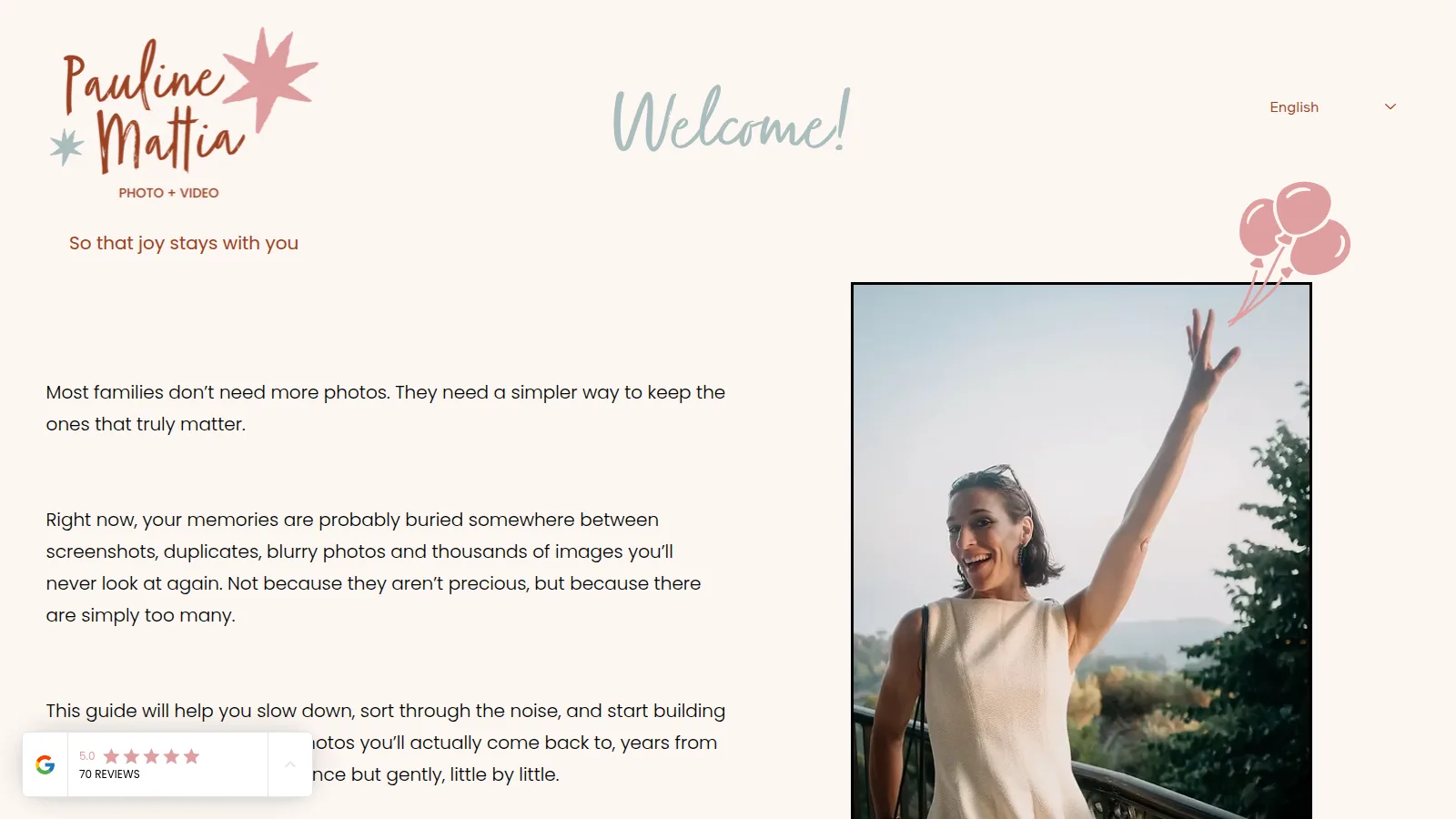 The free planning guide, on the Pauline Mattia Photography website designed and built by WebOws Design