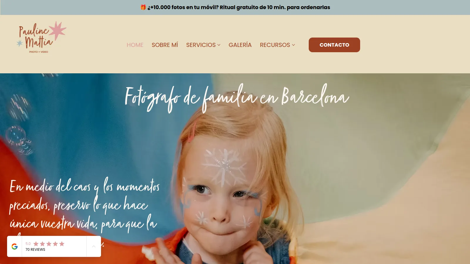 The Spanish version of the site, on the Pauline Mattia Photography website designed and built by WebOws Design