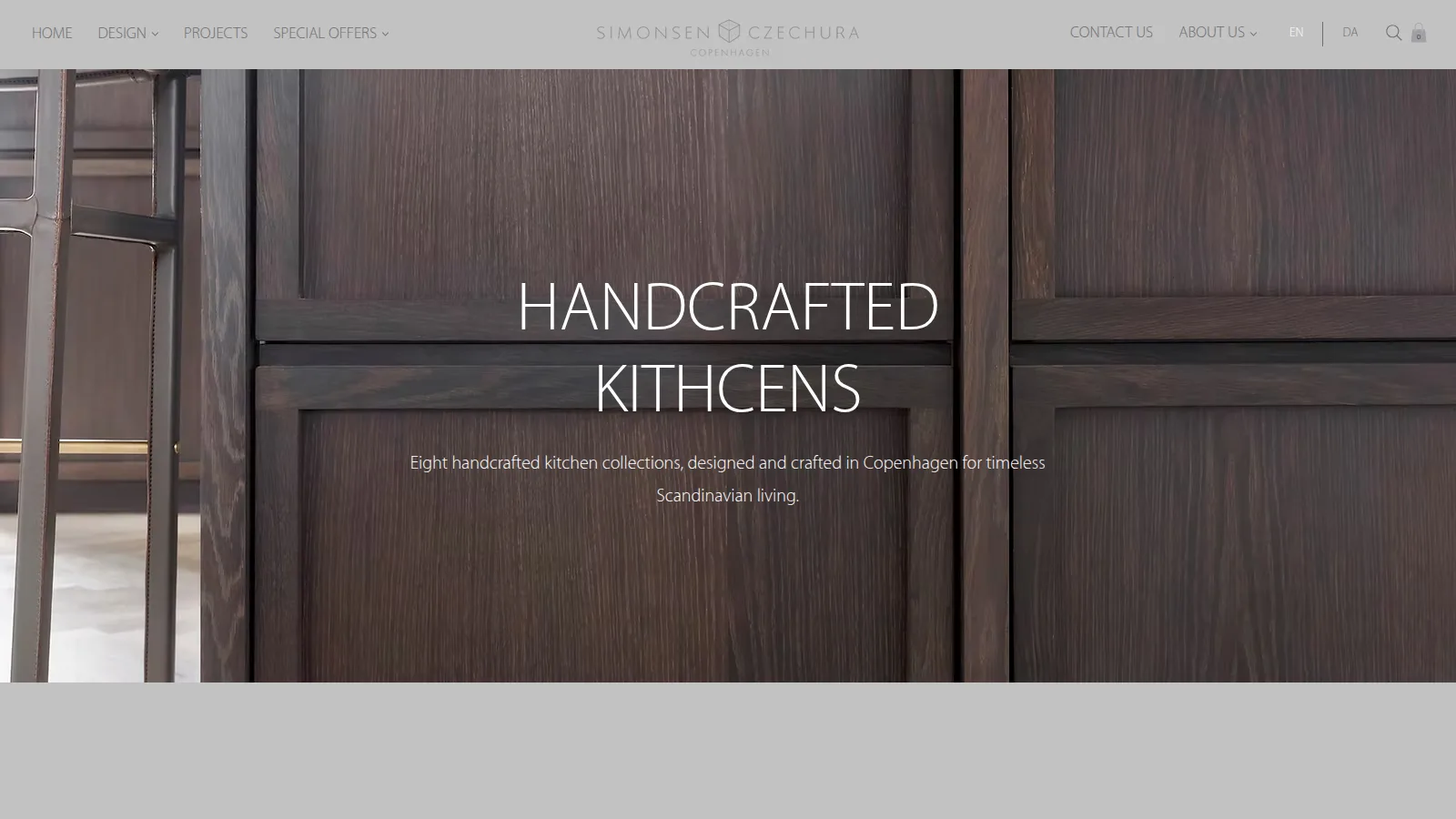 The Kitchen page, on the Simonsen & Czechura website designed and built by WebOws Design