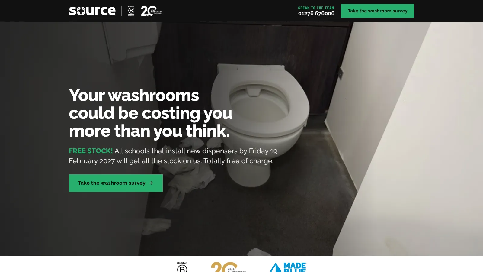 The washroom survey for WMAT's schools, on the Source Office Supplies website designed and built by WebOws Design