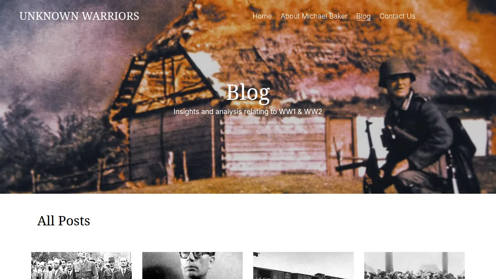 The blog, on the Unknown Warriors website designed and built by WebOws Design