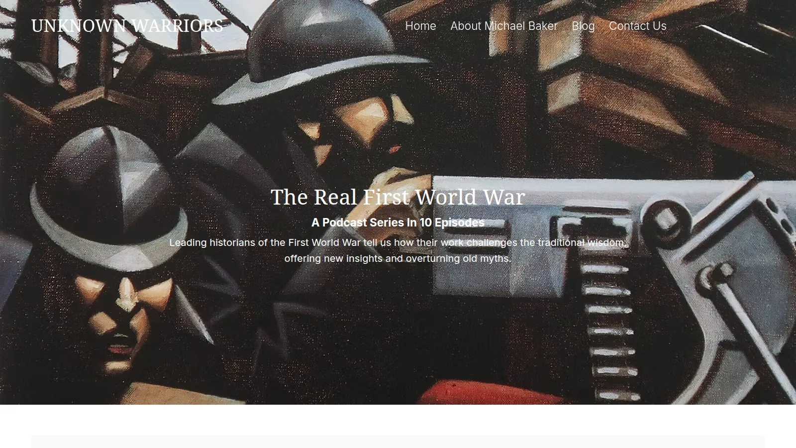 The World War 1 series page, on the Unknown Warriors website designed and built by WebOws Design